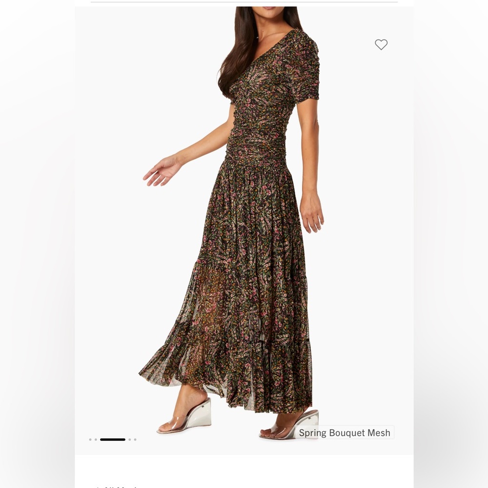 Spring floral printed mesh  Maxi dress